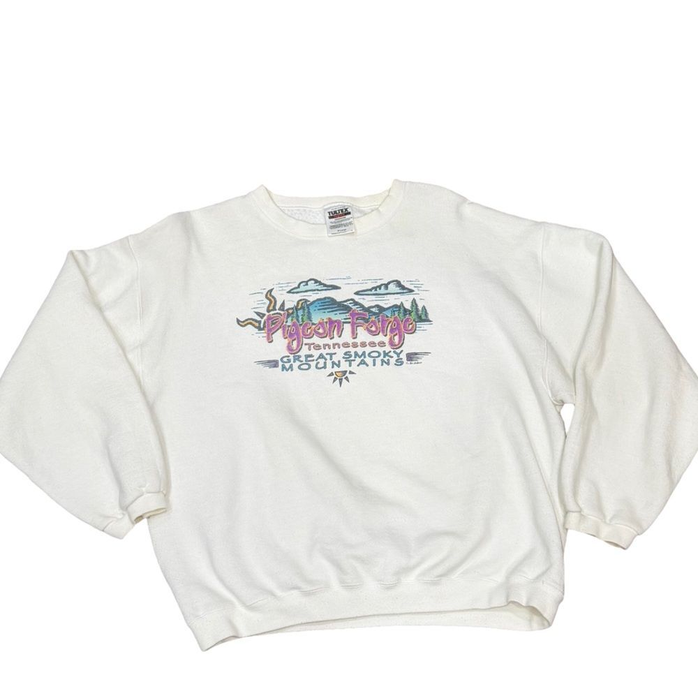🗻 VTG‎ Pigeon Forge Tennessee Great Smoky Mountains Sweatshirt – White – XL 🕊️